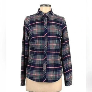 Columbia | Purple Pink Mint Plaid Collard Button Down Long Sleeve Blouse Size XS
